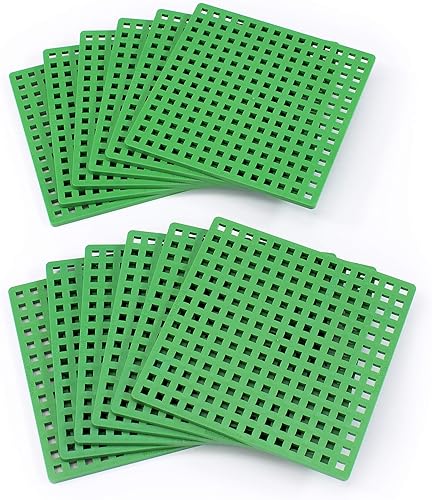 PLUS PLUS Placa base verde, paquete de 12  Accesorio base para construir y mostrar creaciones, 4.5 x 4.5 pulgadas, construcción STEM  Juguete STEAM