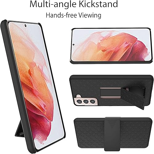 Miniatura 4 de Ailiber Funda protectora de cuerpo completo para Samsung Galaxy S21 5G, protector de pantalla para Galaxy S21, soporte giratorio con clip para
