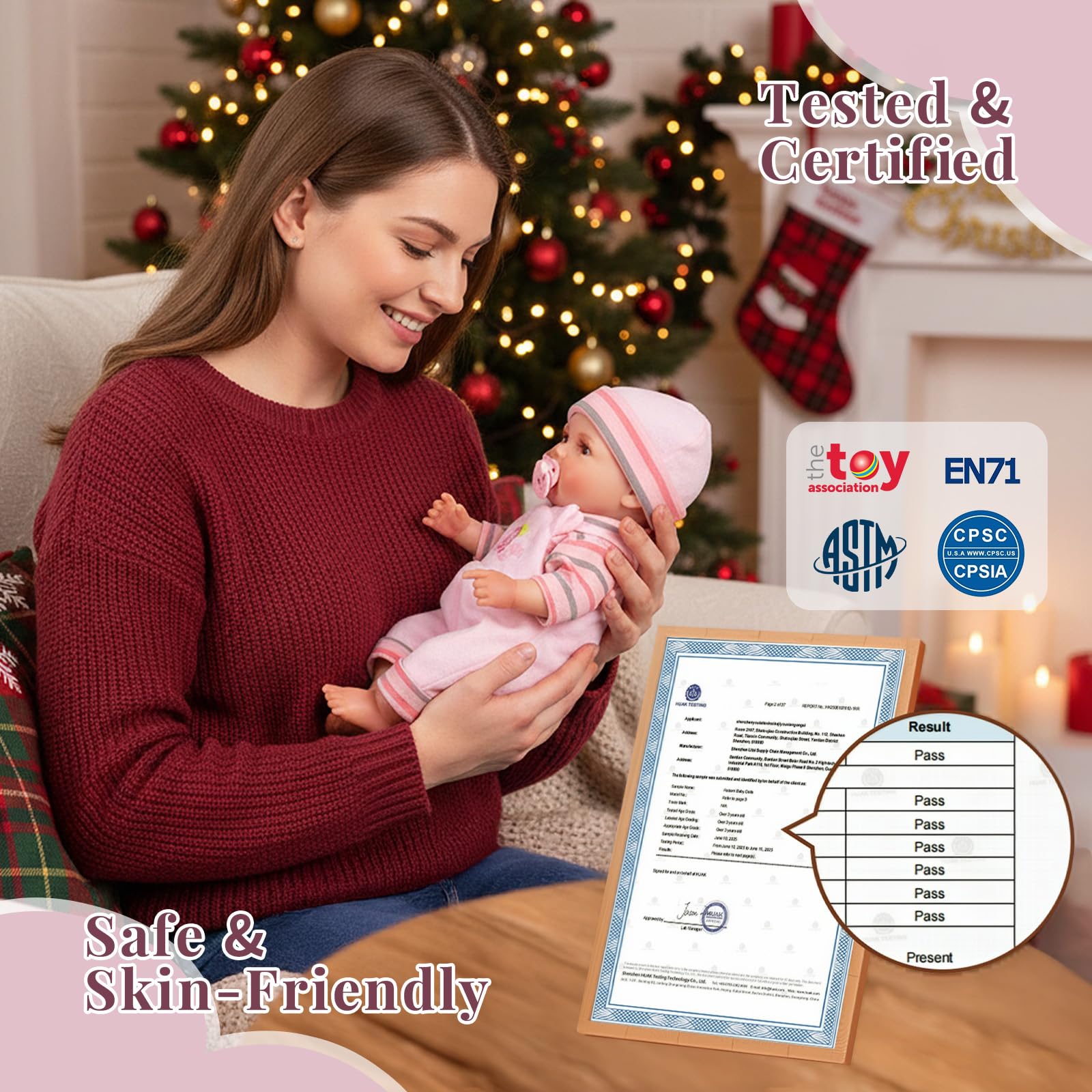 BABESIDE 12 Inch Baby Doll, Realistic Baby Dolls Girl Real Life Toys Full Vinyl with Accessorries for 3+ Kids Lifelike Gifts Collection