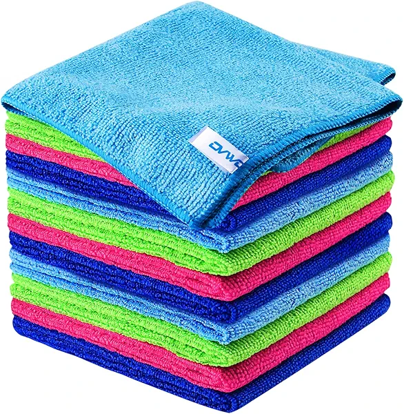 ovwo 12Pcs Premium Microfiber Cleaning Cloth, Highly Absorbent Household Cleaning Supplies - for Kitchen Towels, Dish Cloths, Dust Rag