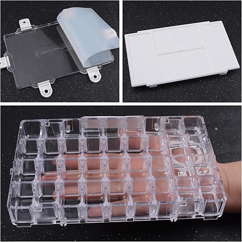 Miniatura 4 de WANDIC Caja de pintura de acuarela, 1 paleta de pintura de 36 pocillos, contenedor vacío para acuarela gouache, acrílico y pintura al óleo