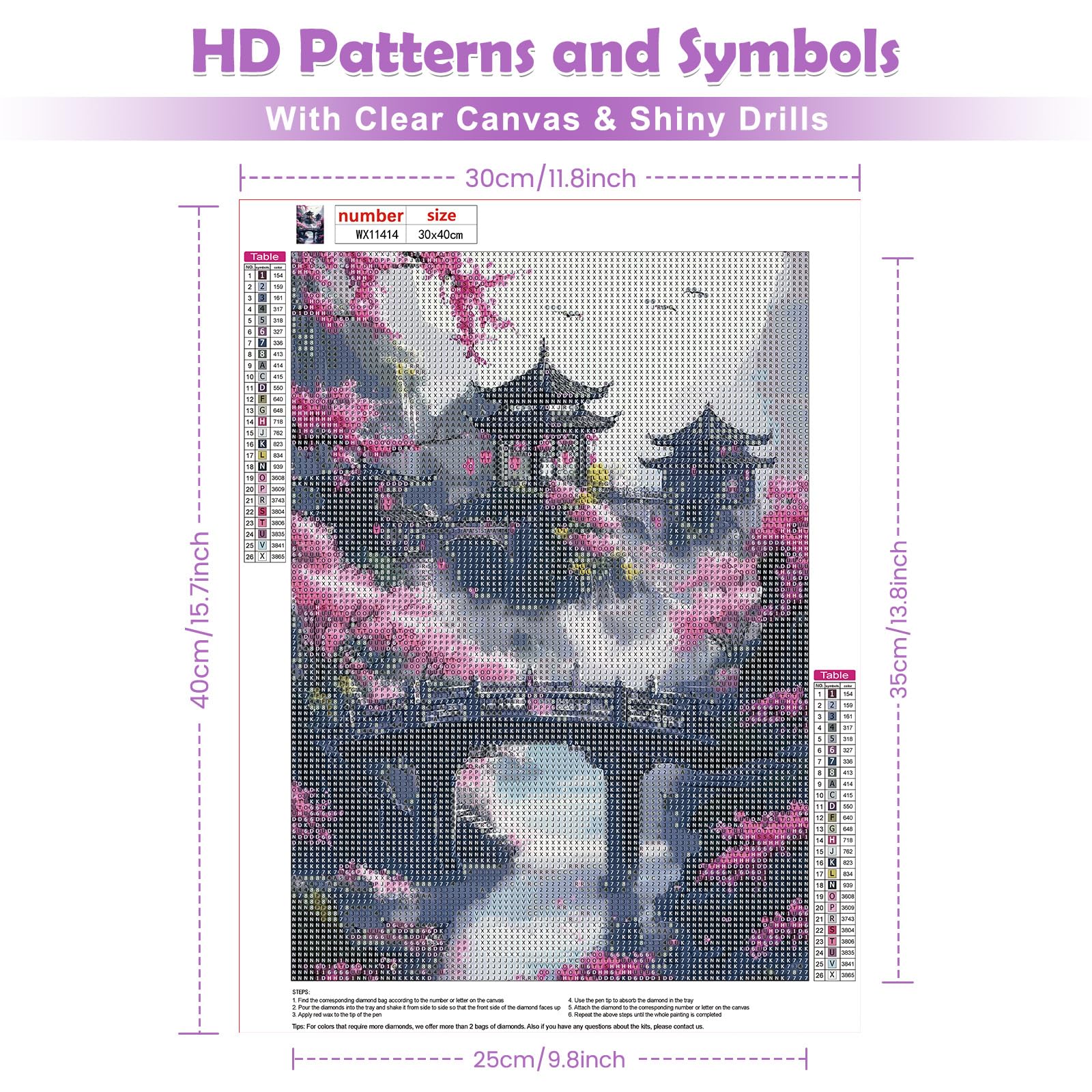 Kit Peinture Diamant QENSPE – Paysage Architecture Chinoise, 30x40 Cm, Diamants 5D, Toile HD, DIY Déco