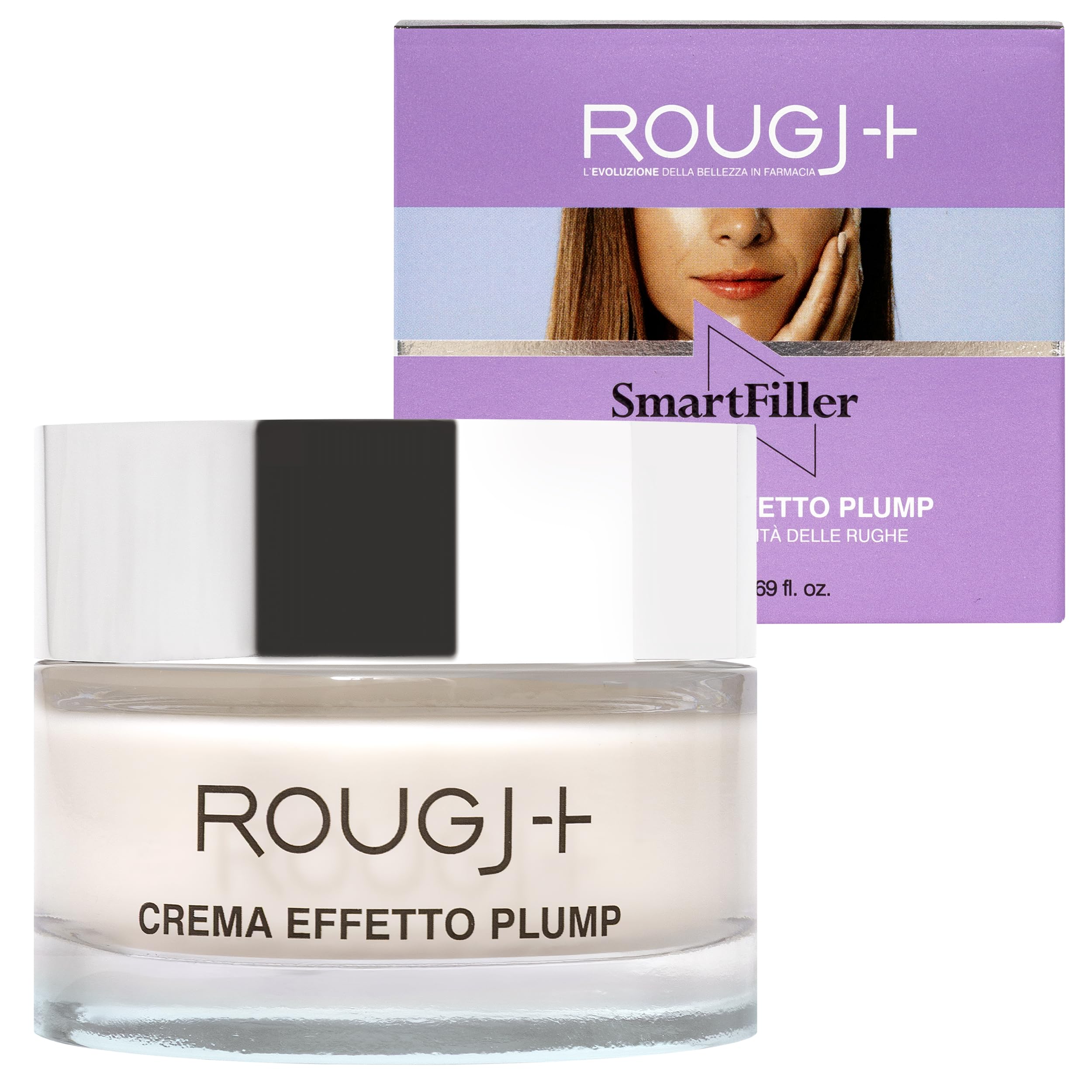 Rougj Crema Hidratante Facial Mujer SmartFiller 50 ml Antiedad – antiarrugas reafirmante y nutritiva, crema de día y de cara para piel suave y luminosa