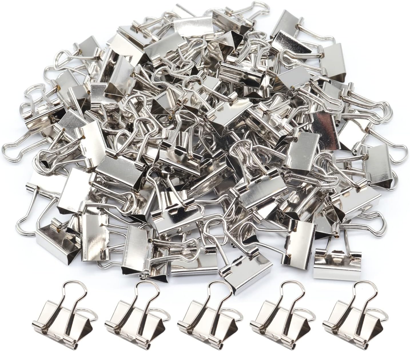 YCVIORING Silver Binder Clips, Mini Paper Clip, Small Paper Clamps 15mm (5/8 inch), 100 Pack Micro Size Office Clips for Home School and Business (Silver)