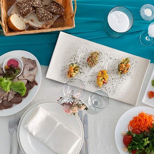 Vista 13 de Oasis Creations Cucharas de degustación de lágrimas, 50 cucharas desechables de plástico blanco para aperitivos y postres