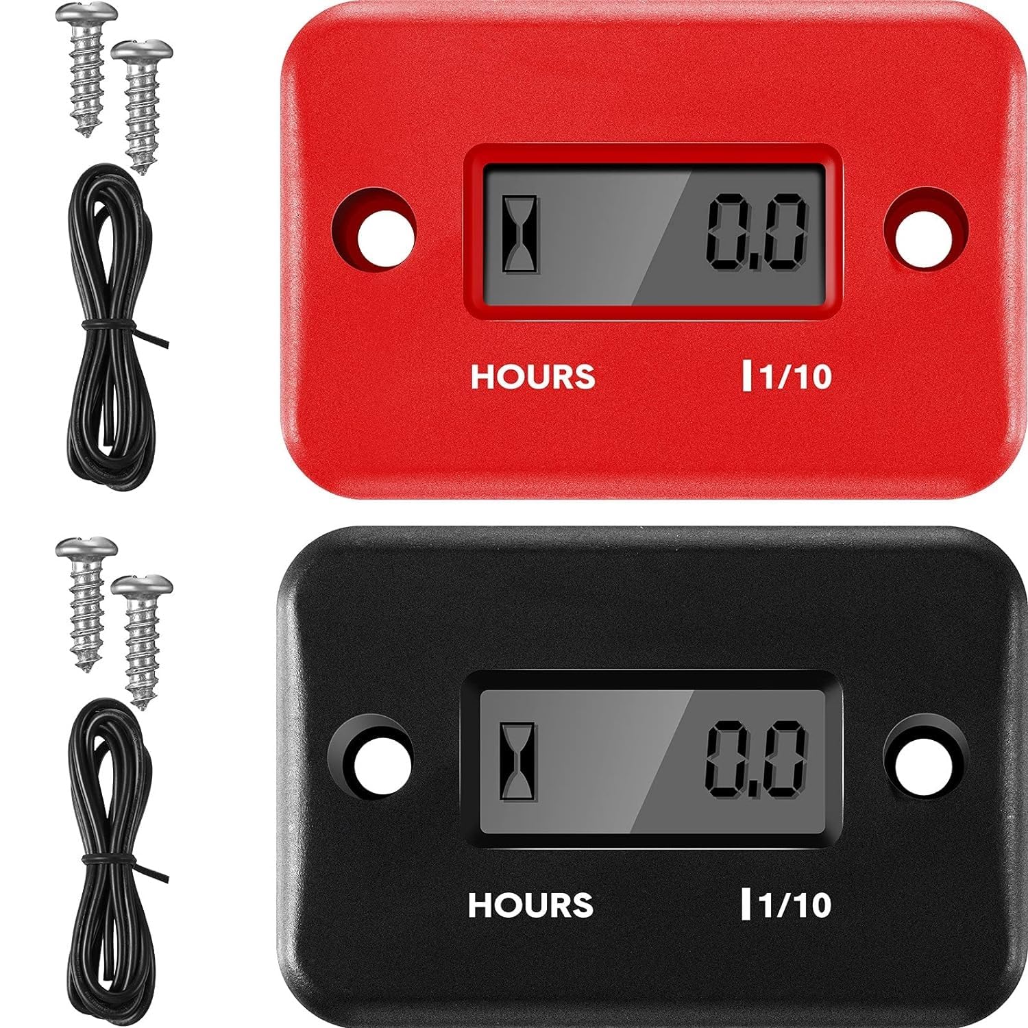 THE WHITE SHOP 2 Pieces Inductive Hour Meter for Gas Engine Lawn Mower Dirt Bike Motorcycle Motocross Snowmobile Karting Marine ATV Boat Outboard Motor Generator Hour Meters (Color : Red)