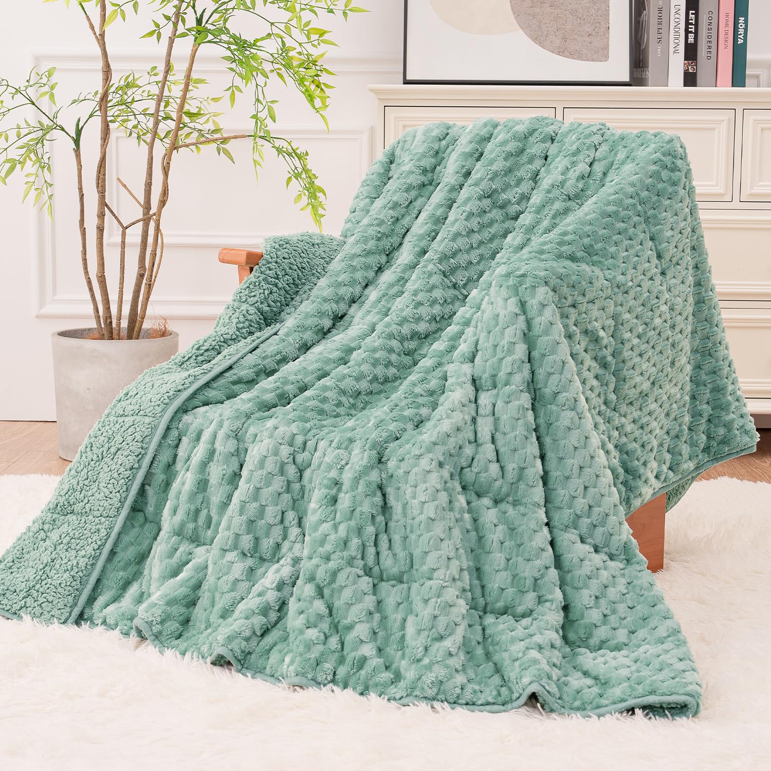 Fleece Sherpa Weighted Blanket for Adults, Ultra Soft Fuzzy, 48"x72" 15lbs