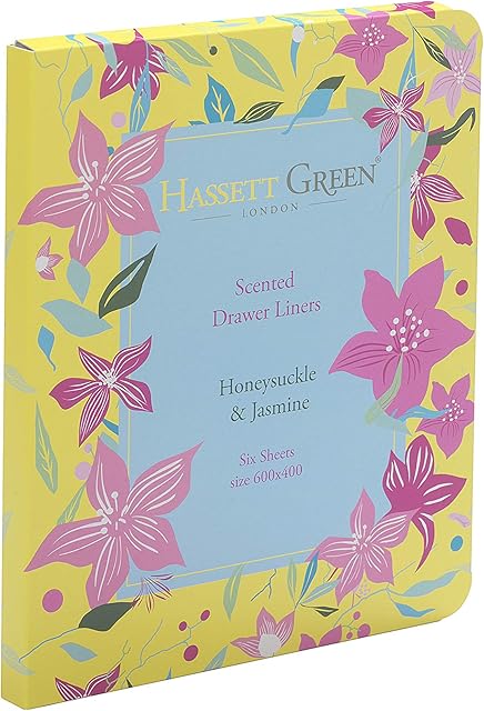 Hassett Green London - Honeysuckle & Jasmine Scented Drawer Liners - Single Pack of 6 Sheets size 600 x 400 mm (Single)