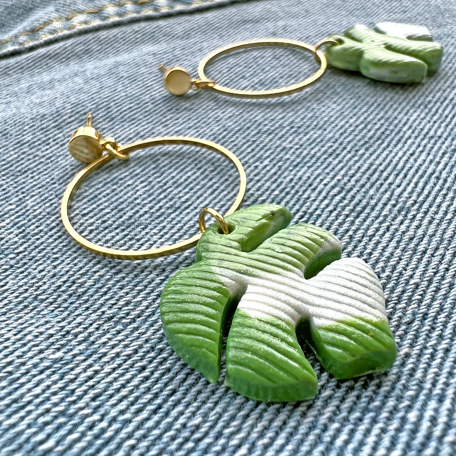 Orecchini Monstera Donna Argento 925 Orecchini Cerchio Handmade Originale Pendenti Gioielli per Ragazza Anallergici Ideale Regalo per Donna Bambina