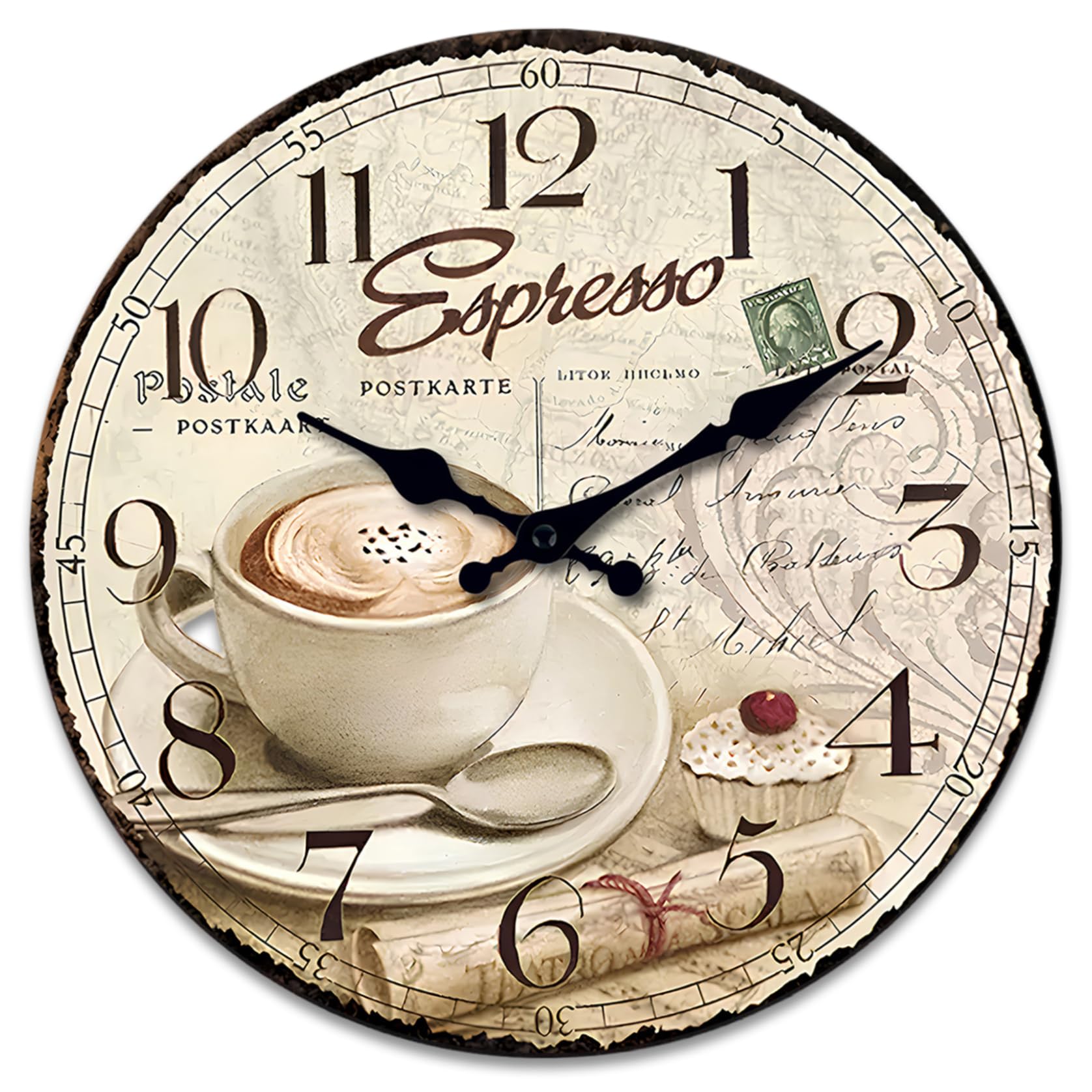 Horloge murale vintage en bois de 16 pouces ronde et rustique