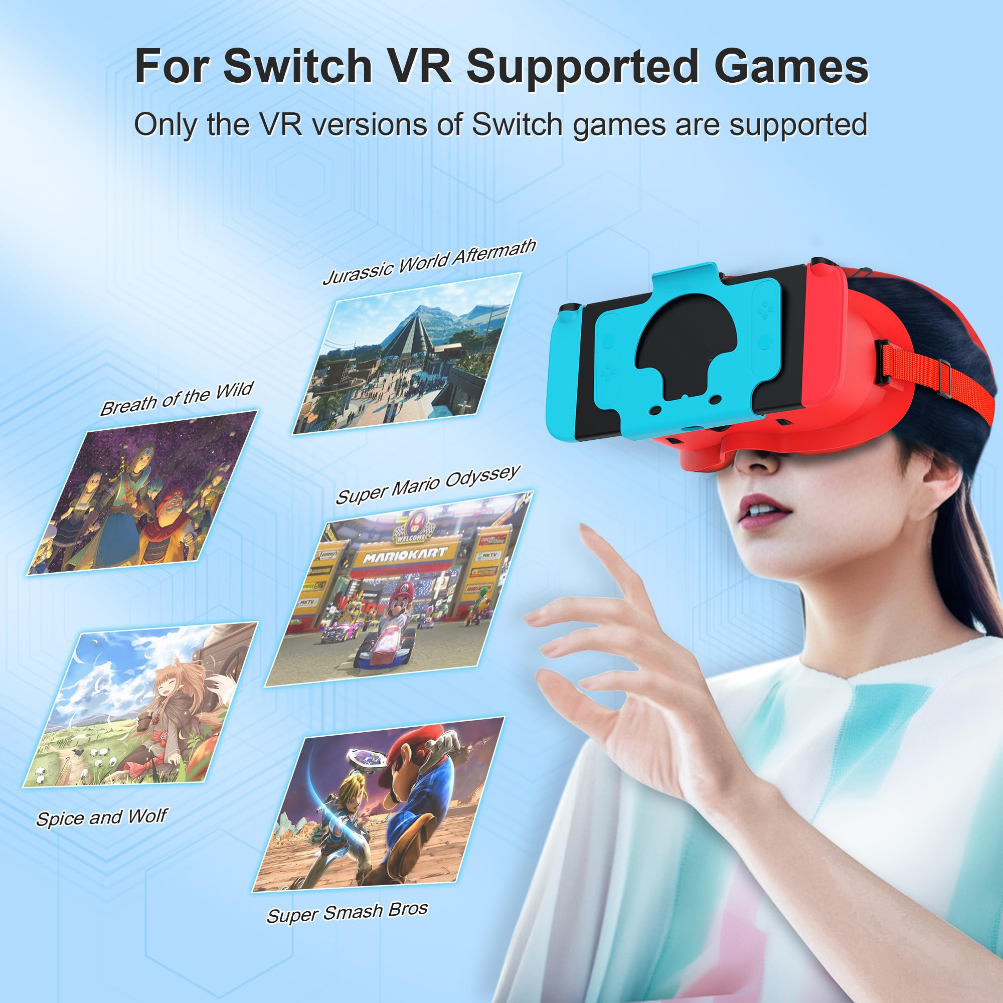Casque VR 3D Réalité Virtuelle pour Nintendo Switch OLED avec Lentilles Réglables