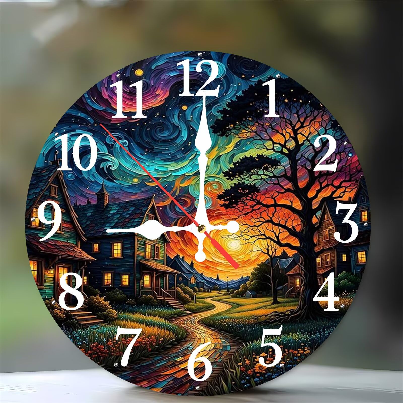 Horloge murale pour cuisine et salon design moderne en bois 35 cm