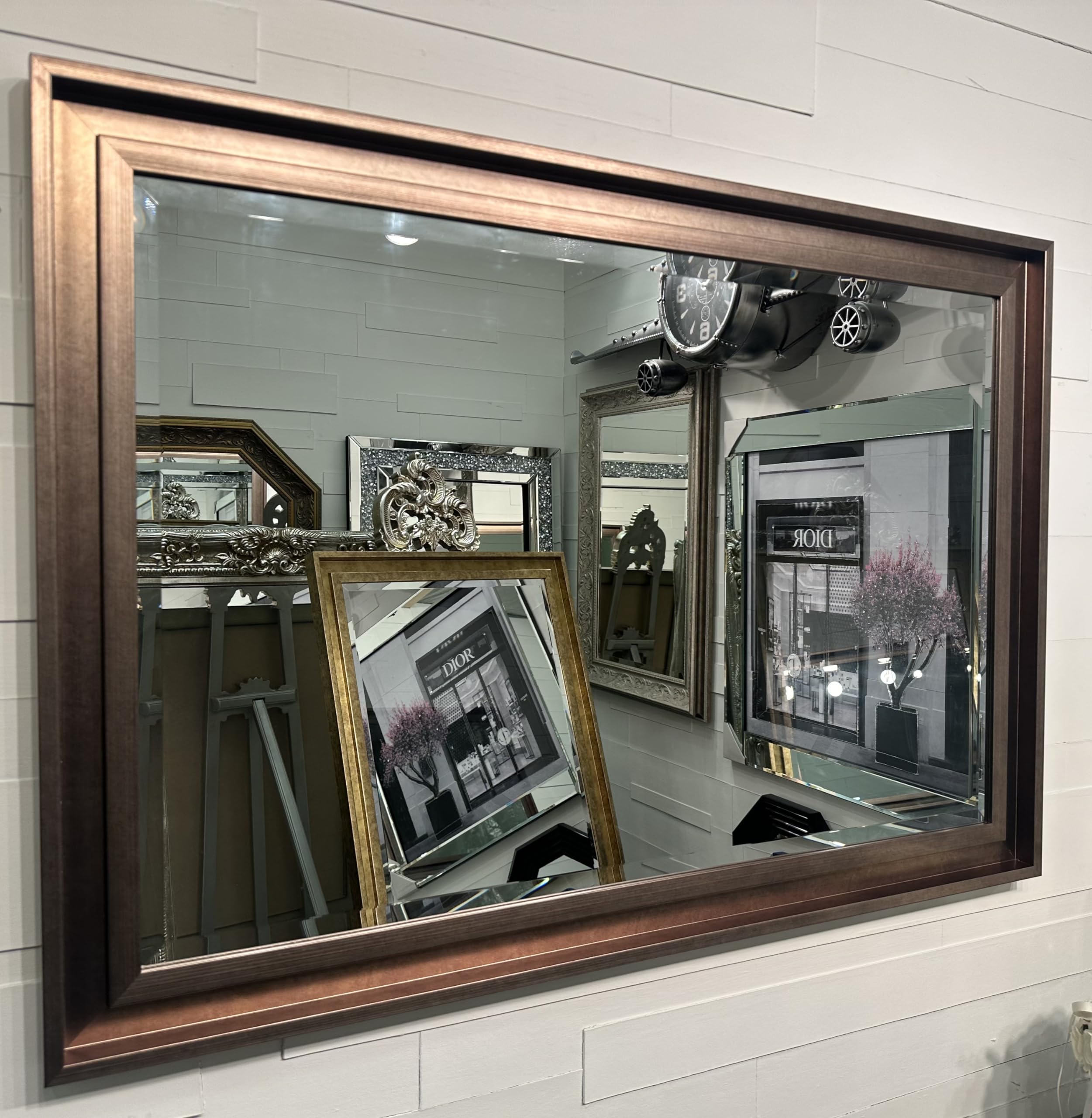 Fabulous Mirrors Large Antique Bronze HOCKNEY Wall Mirror Contemporary Design - Hockney - Choose your size (104cm x 74cm)