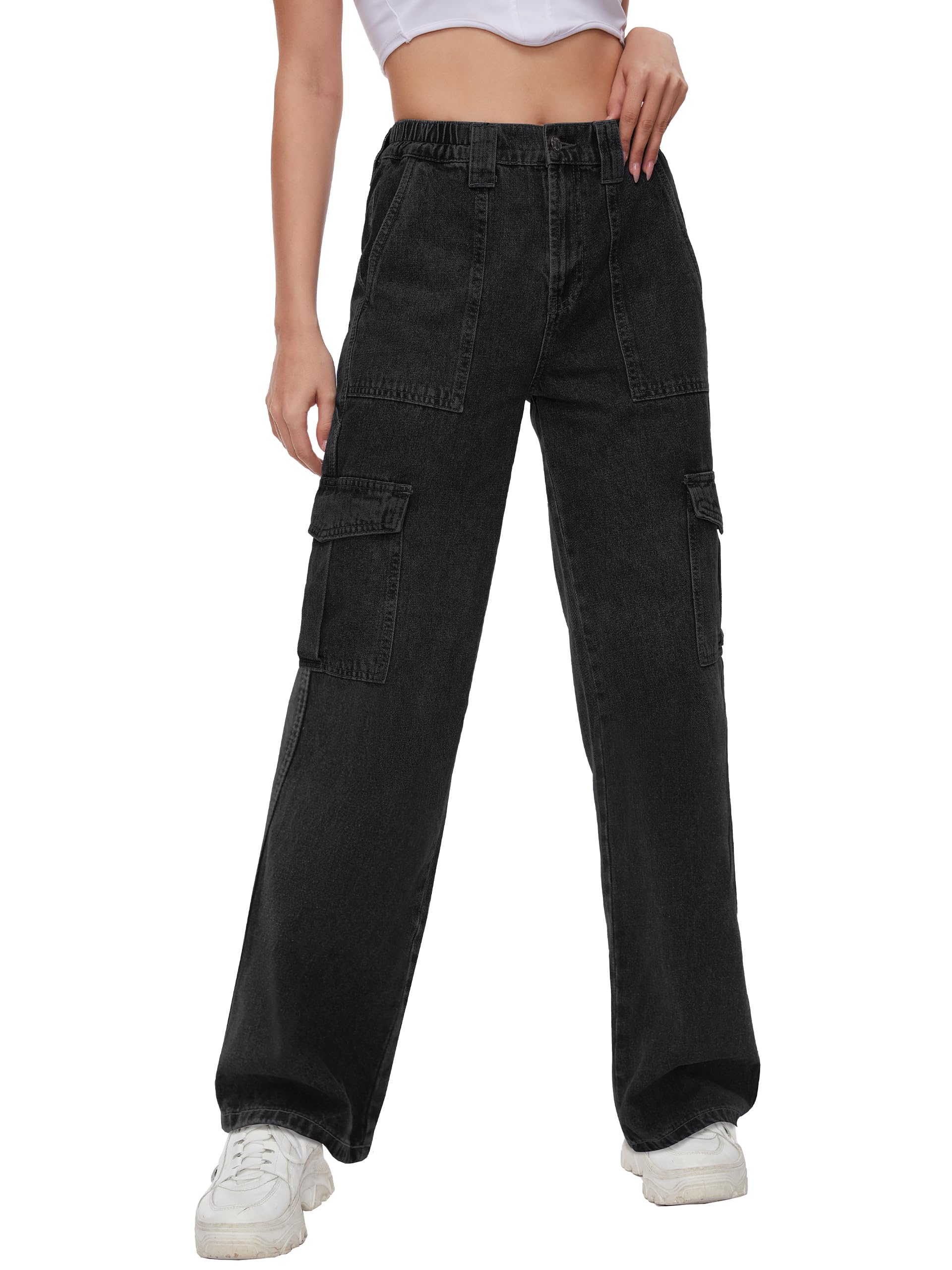 Tapata Women's Cargo Jeans Straight Leg