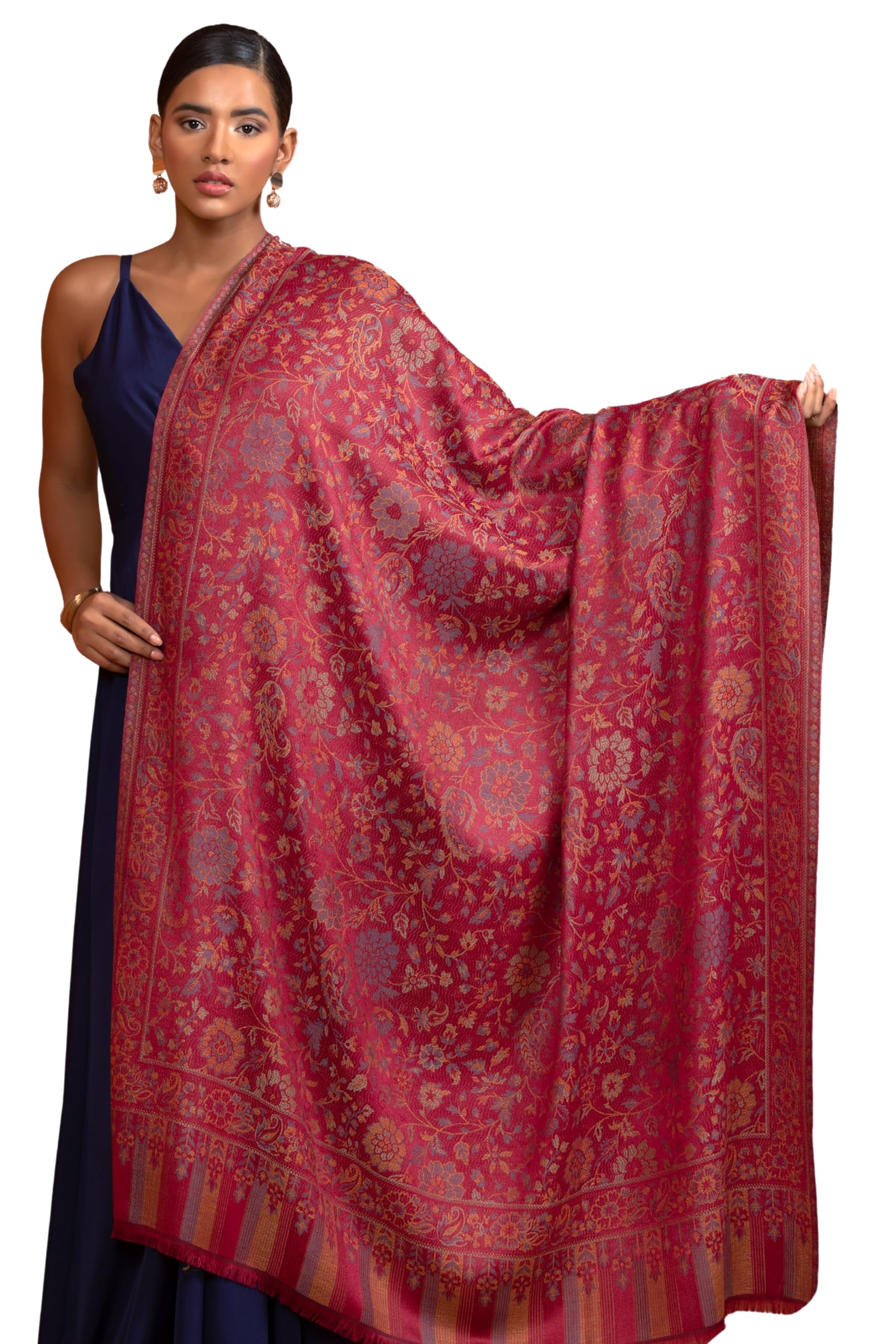 Womens Bamboo Shawl, Pasiley Weave Design, Maroon