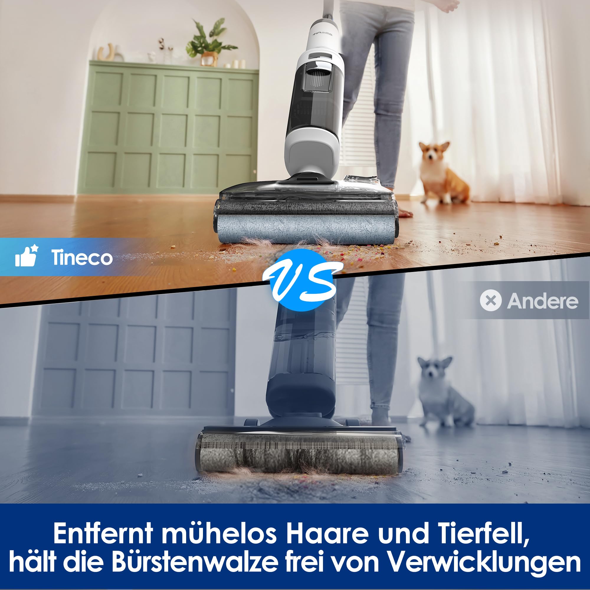 Tineco Floor One Stretch S6 Wet/Dry Vacuum Cleaner, 180° Flat