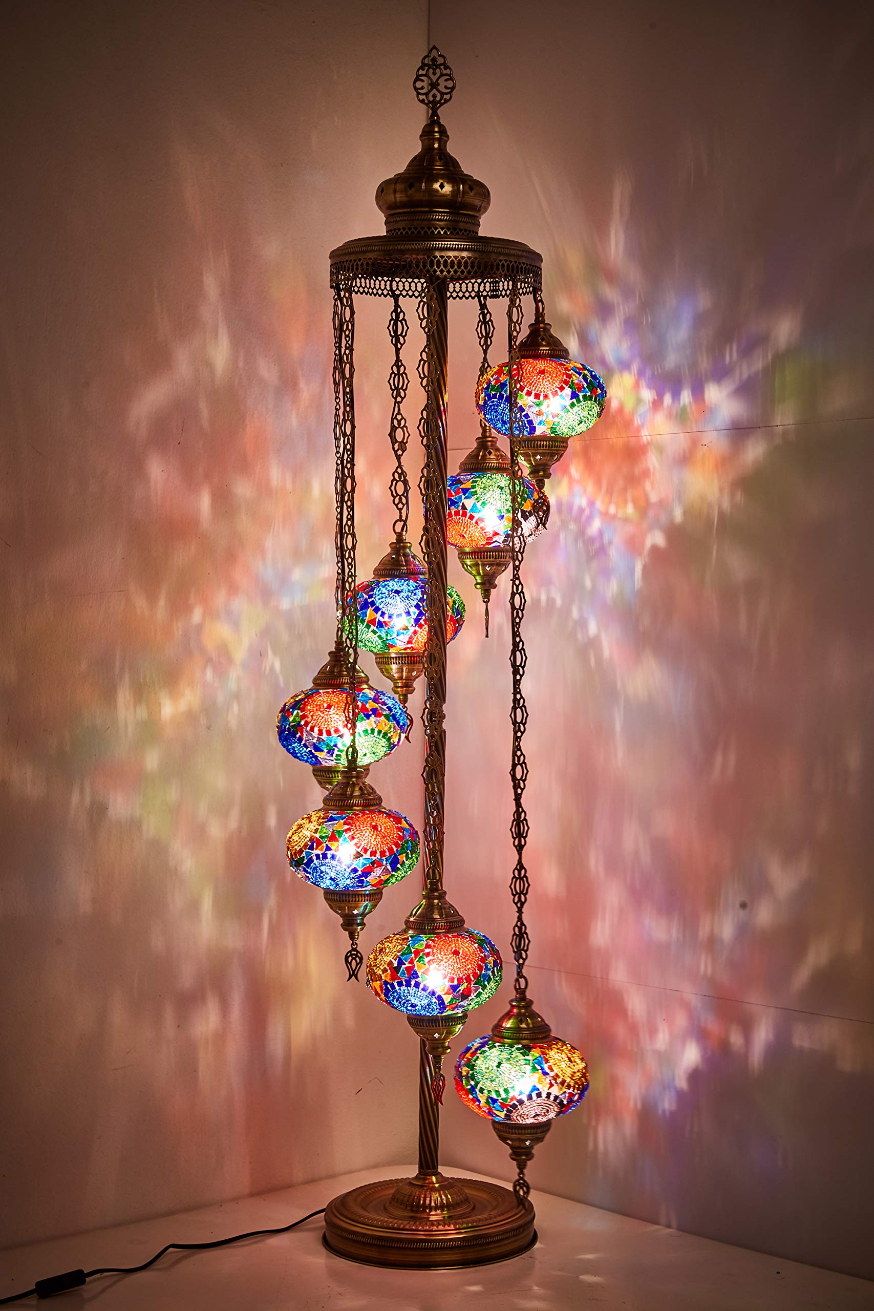 DEMMEX - 7 Large Globes Turkish Moroccan Mosaic Floor Lamp