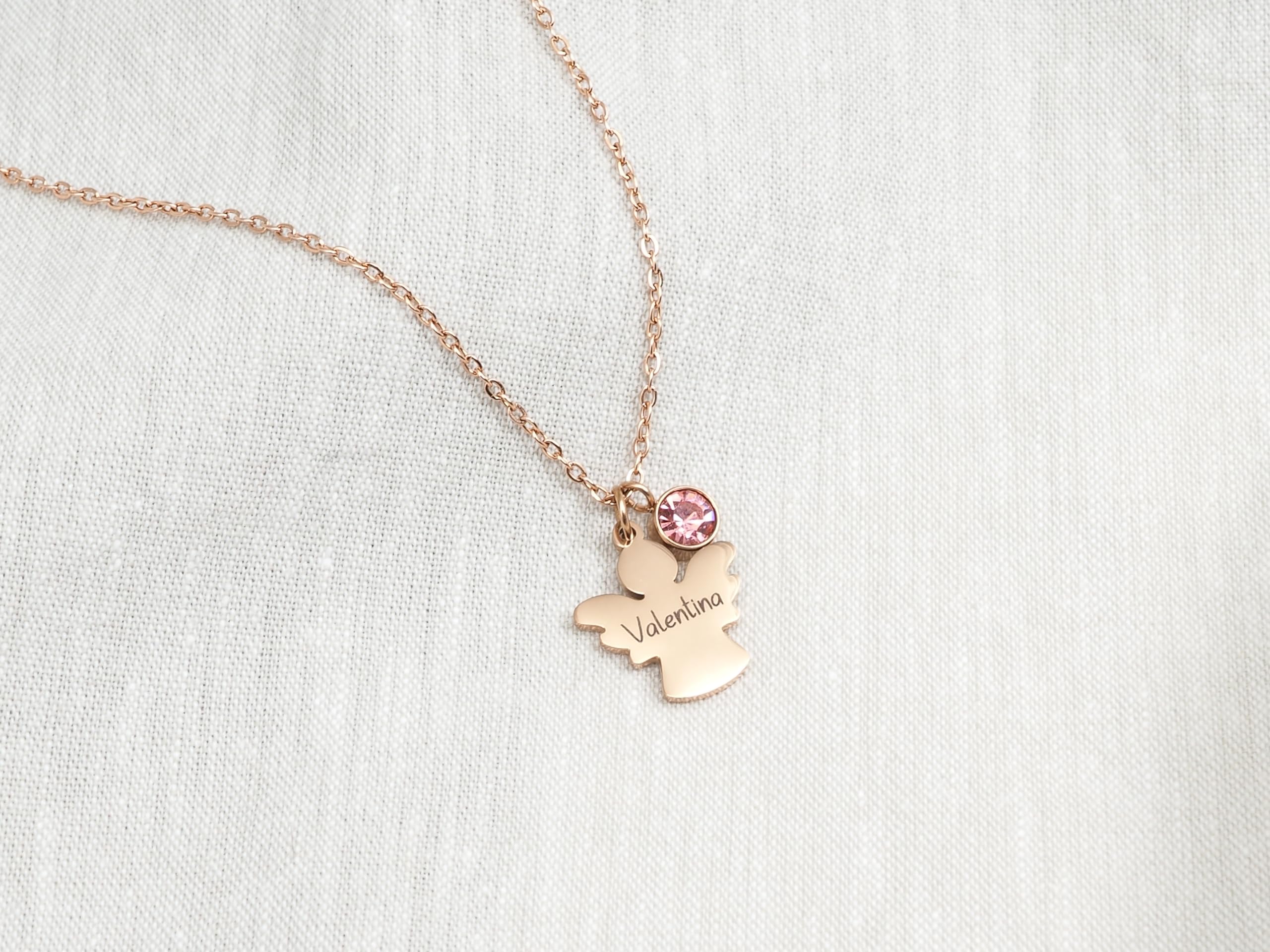 Generisch Personalisierte Kette zur Kommunion Schutzengel Taufkette Taufschmuck Mädchen