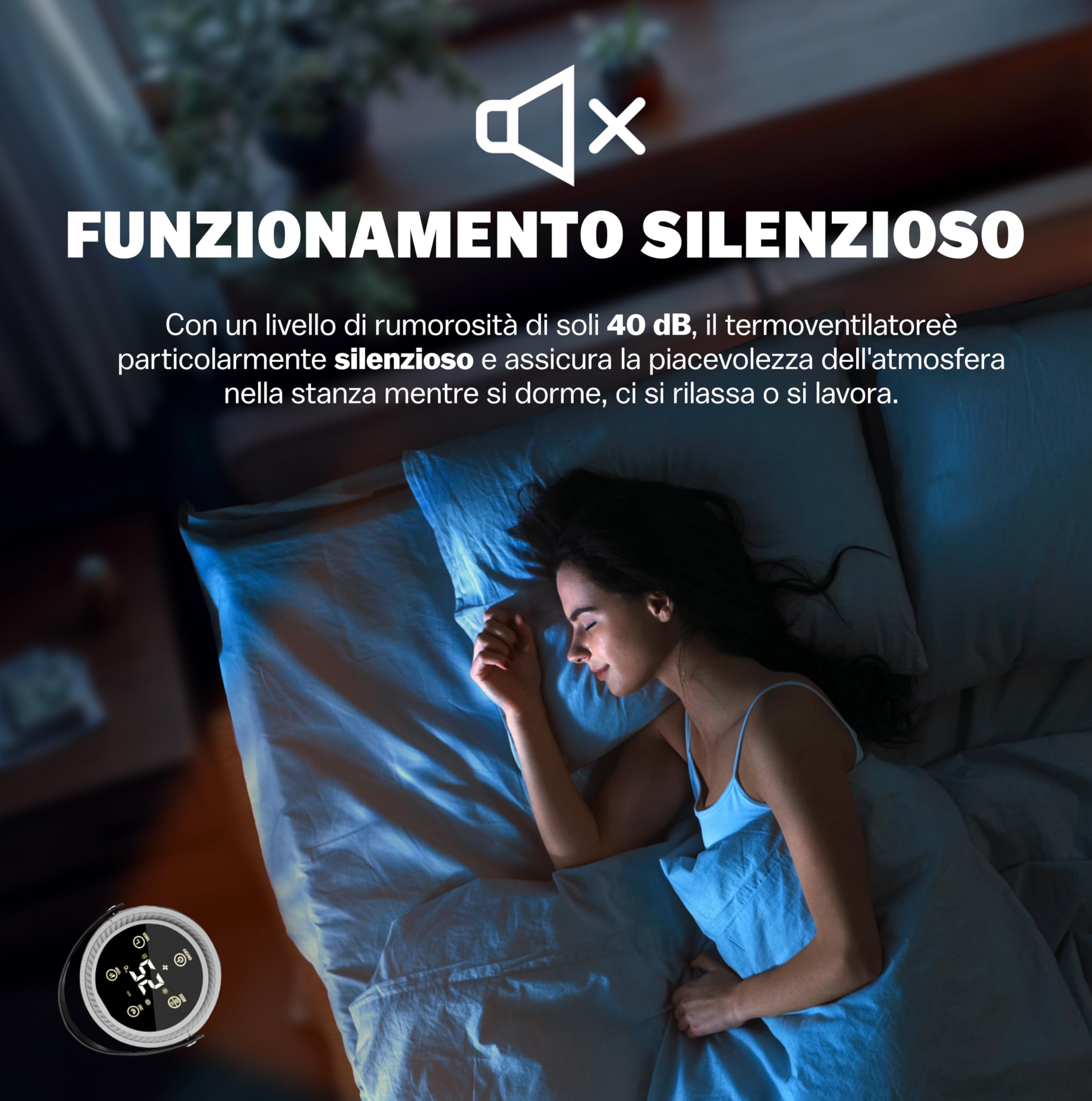 Monzana Termoventilatore da 2000W 15-35°C Modalità ECO Teleocmando Display Touch LED Luminosi