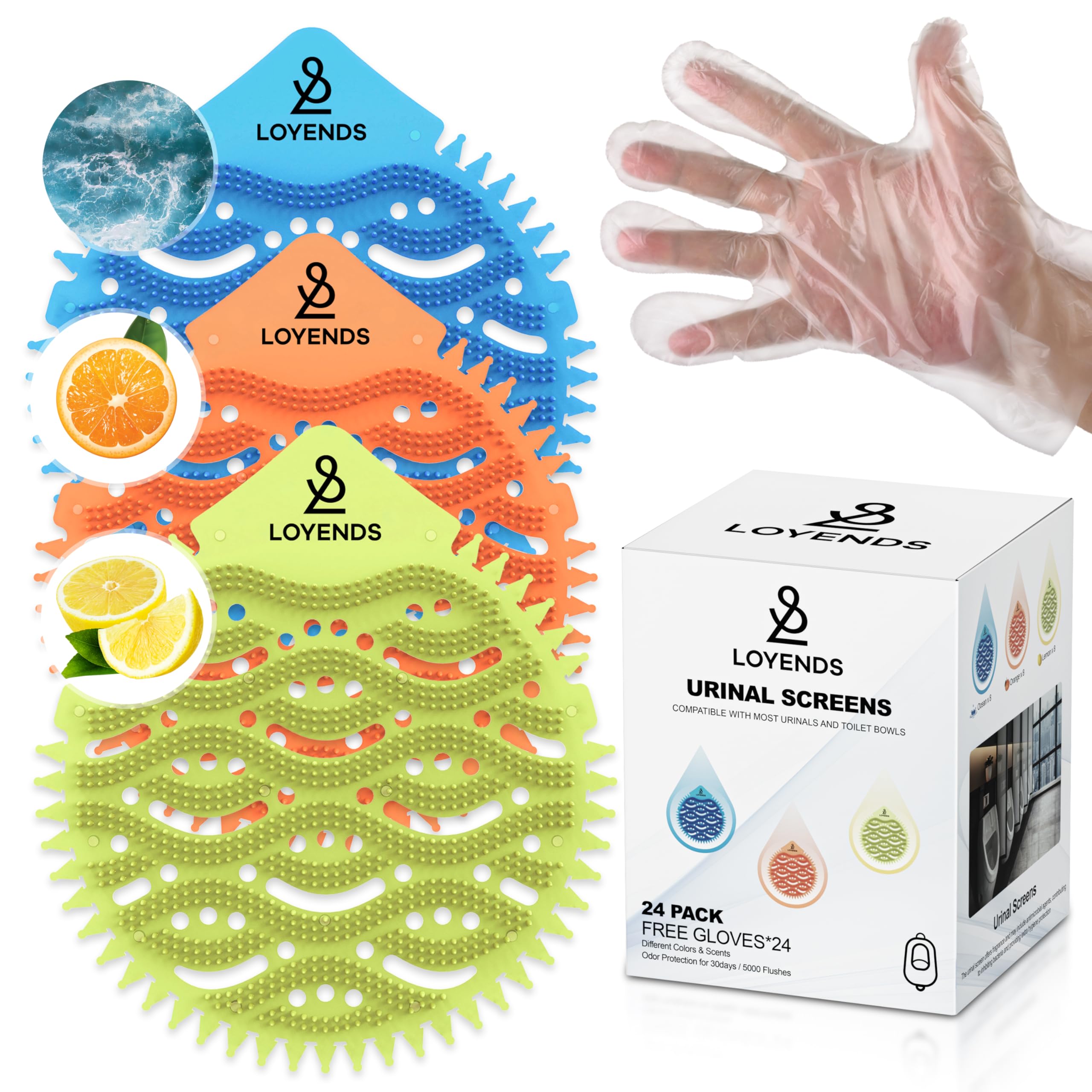 Urinal Screen Deodorizer - 24 Pack - Anti Splash Scented Urinal Cakes ...