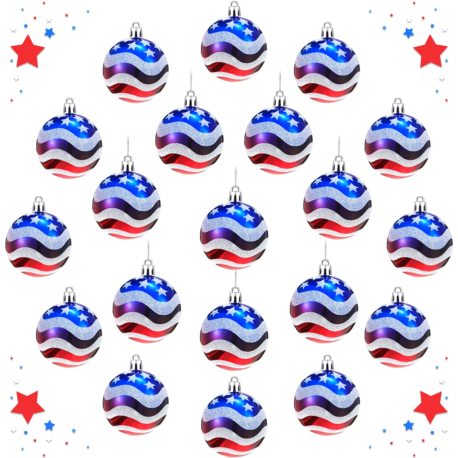 20 Piece Independence Day Hanging Ball Ornament Patriotic Day Ball Decoration 60 mm July of 4th Ball Hanging decor for Home Holiday Party Tree Hanging Decorations American Flag Pattern Ball Decoration