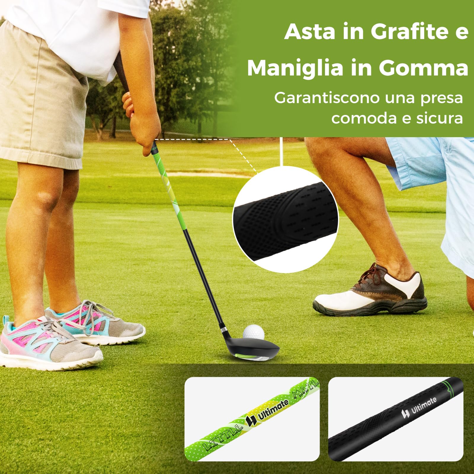 COSTWAY Set di Mazze da Golf per Bambini 5-7 Anni, Set Allenamento Golf con Sacca, Fodera Impermeabile, Legno di Fairway 3, Ferro 7, Ferro S e Putter per Bambini e Bambine, Destrorso