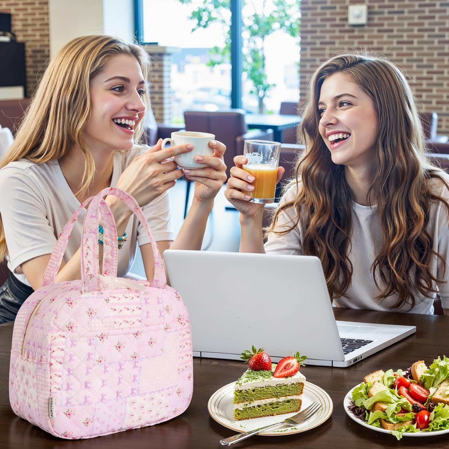 Quilted Lunch Box for Women,Lunch Box for Teen Girls,Cute Floral Lunch Bags for Work, School,Office,Picnic,Travel (purple pin) - Image 7