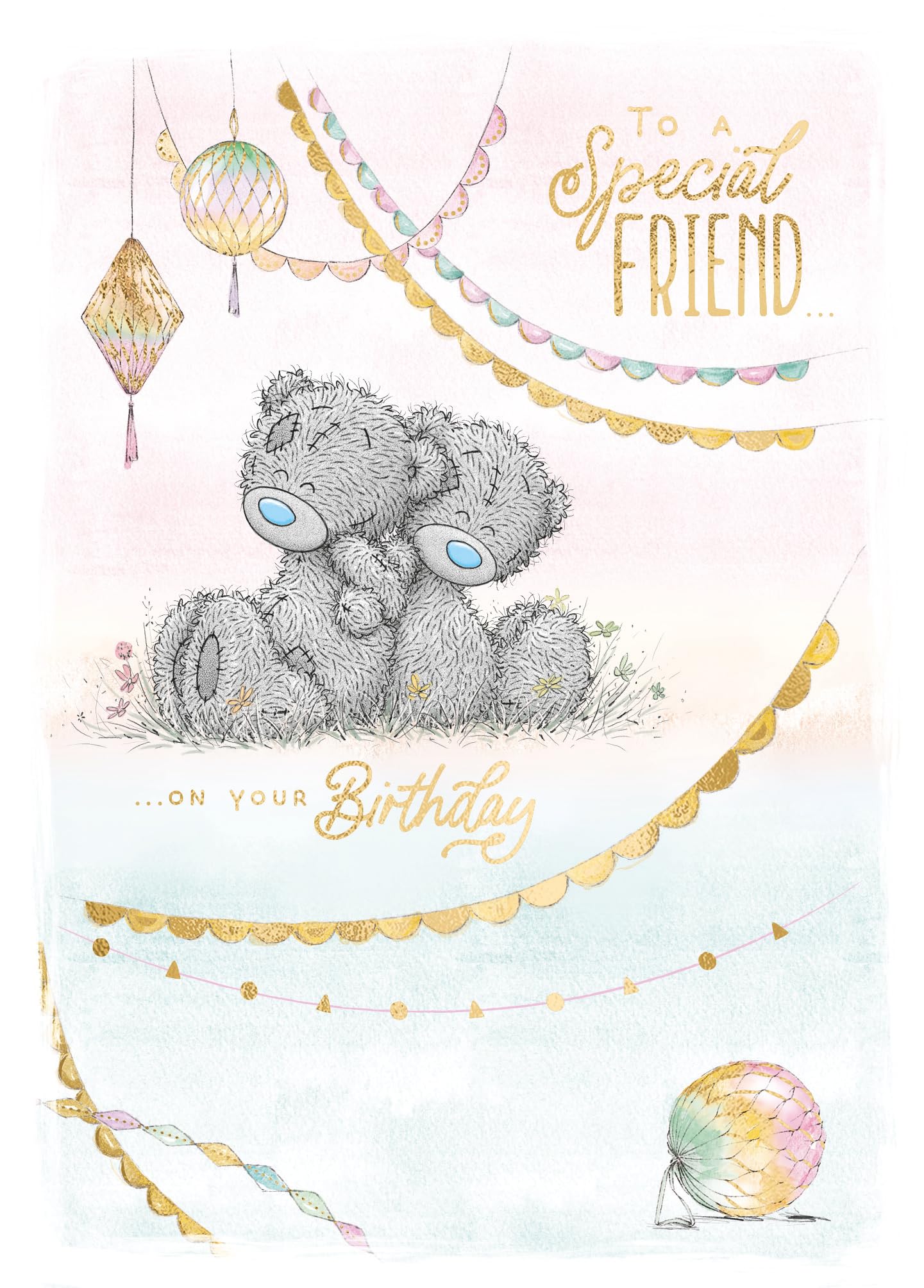 Me To You Tatty Teddy Special Friend With Lanterns Birthday Greeting Card 5x7ins - Official Collection