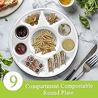 Vista 30 de three leaf 6 COMPARTMENT BAGASSE TRAY 400 Ct. Heavy-Duty- Super Strong- Natural- Eco-Friendly Disposable Bagasse Plates, 100% Biodegradable 6