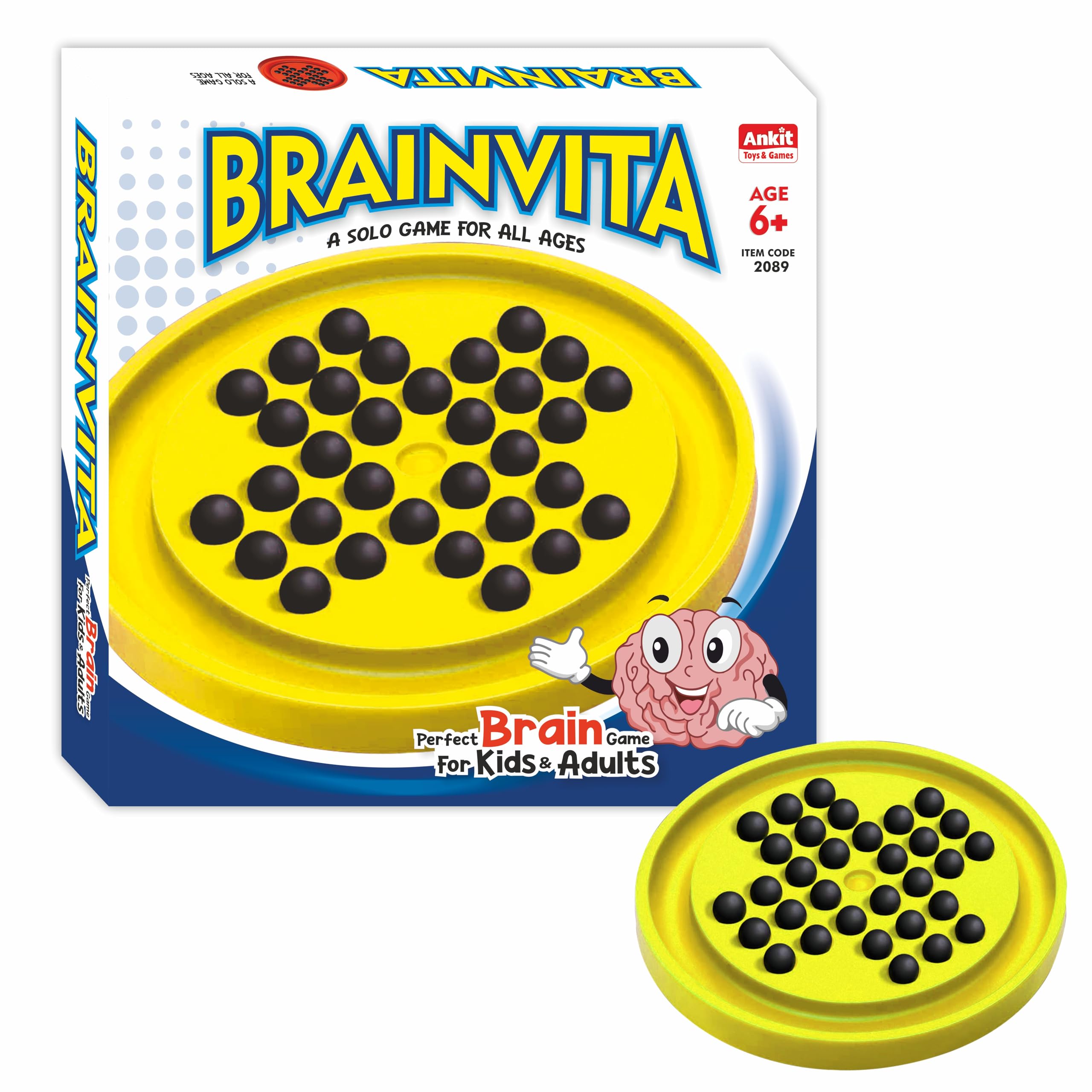 Ankit Toys & Games Brainvita Game – Classic Strategy Puzzle with Elegant Design Ideal for Home Play & Family Gatherings, and Travel | Return Gift Solo Marble Game for Kids & Adults Ages 6+ (Yellow) (B0DBPMJPXD) Amazon Price History, Amazon Price Tracker