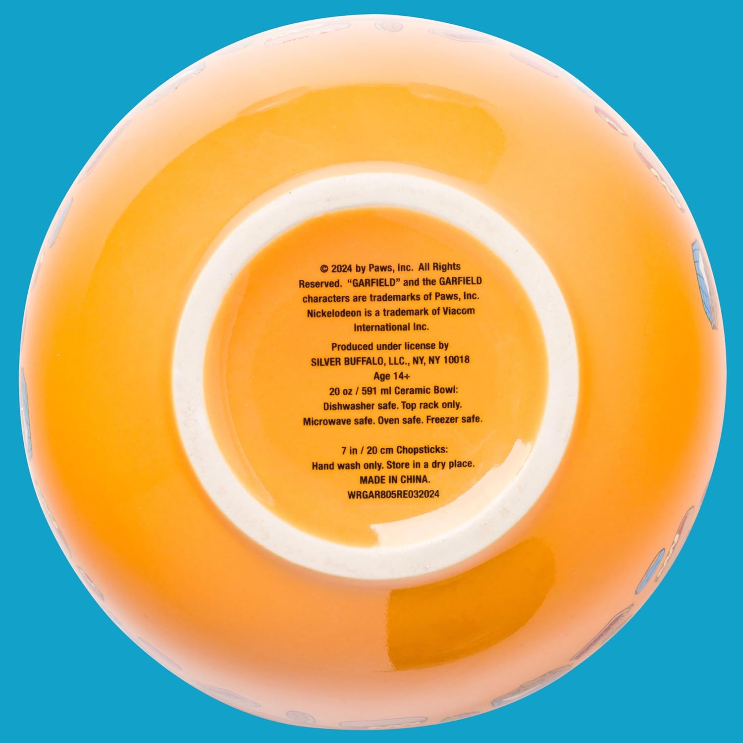 Silver Buffalo Garfield Hungry Junk Food Ceramic Ramen Noodle Rice Bowl with Chopsticks and Spoon, Microwave Safe, 20 Ounces - Image 8