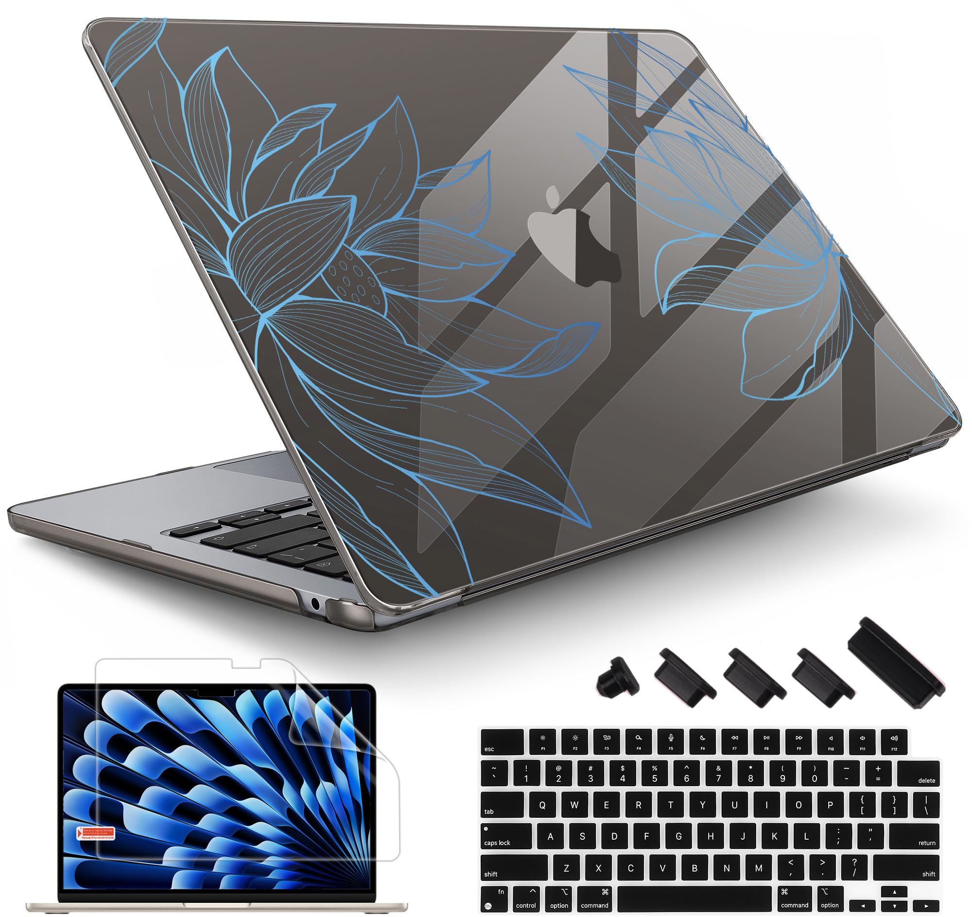 May Chen for MacBook Air 13.6 inch Case A3240 A3113 A2681 M4 M3 M2 Chip, 2025 2024 2023 2022 Release, Ultra-Thin Plastic Hard Shell Case for MacBook Air 13.6" with Retina Display, Botanical line