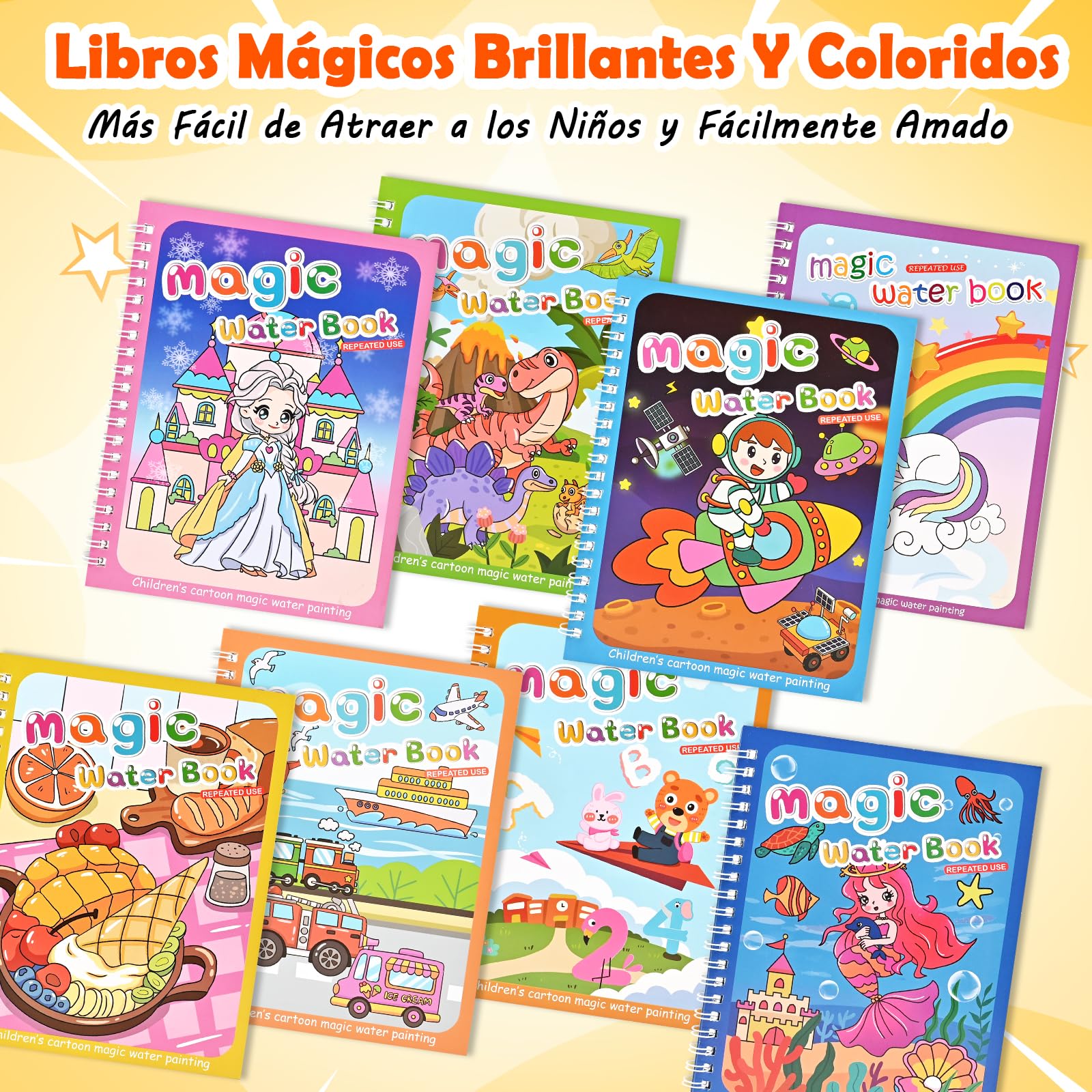 GOLDGE Libros Mágicos Agua 24 Pack, Regalos Cumpleaños Niños Colegio Reutilizable - Detalles Cumpleaños Niños con Bolsas Cumpleaños Infantil para Fiesta, Kit Manualidades Niños 3~9 Años, Party Favor