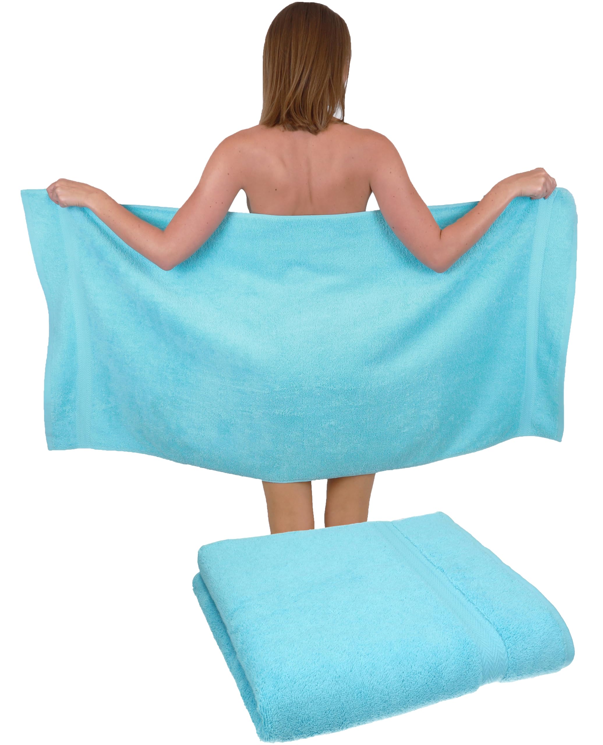 Betz de 2 piezas Toalla de ducha juego 2 unidades ducha paños toallas playa toallas 100% algodón tamaño 70 x 140 cm Premium, 100% algodón, turquesa, 70 x 140 cm