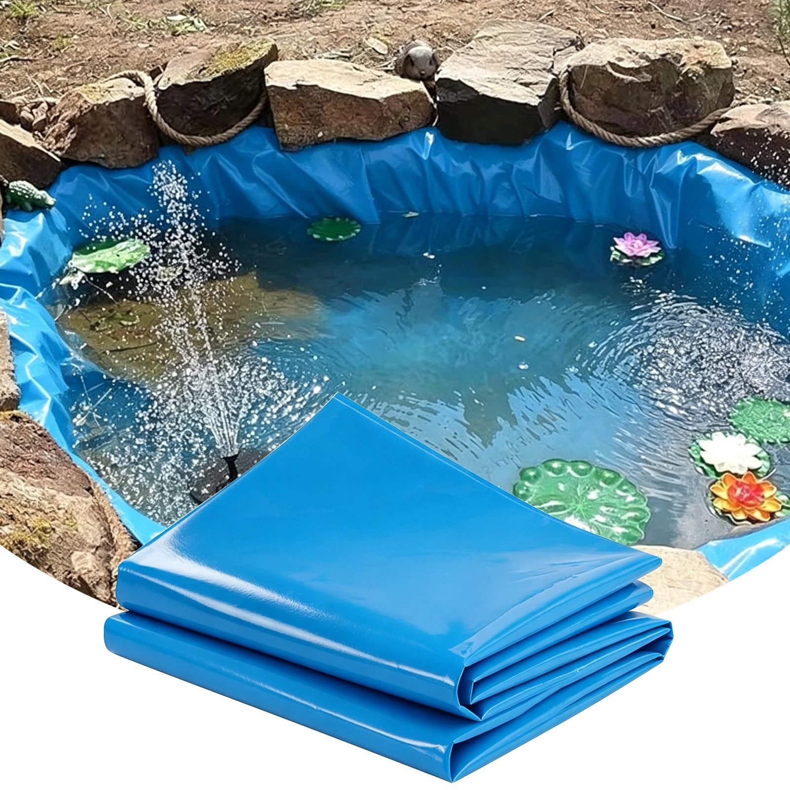 Hamankim Outdoor Pond Liner Underlay Tarpaulin | 3x2m 5x6m 7x8m 8x10m Flexible Impermeable Film for Irregular Shapes | Fish Pond Sealing Film Membrane for Artificial Lake Water Features