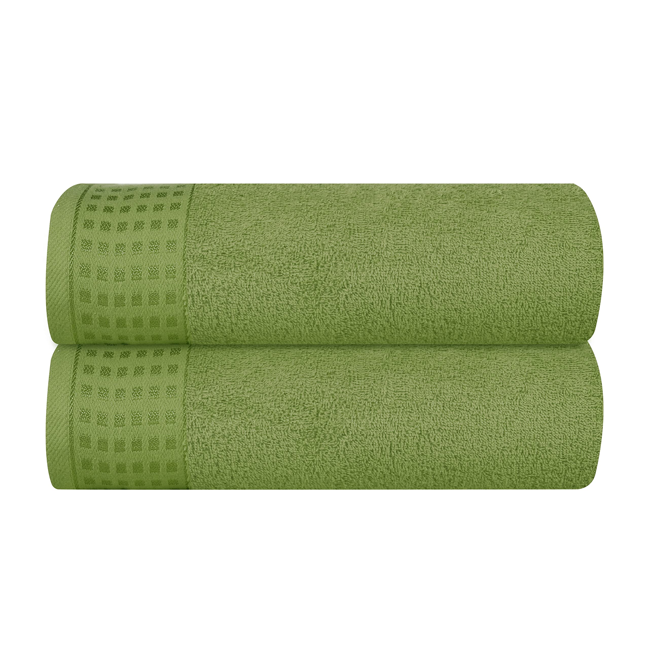 GLAMBURG 100% Cotton 2 Pack Oversized Bath Towel Set 28x55 Inches, Ultra Soft Highly Absorbant Compact Quickdry &amp; Lightweight Large Bath Towels, Ideal for Gym Travel Camp Pool - Kiwi Green