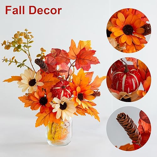 Miniatura 4 de PARTY JOY Decoración de otoño - Decoraciones de otoño para el hogar, juego de 2 apliques de tarro de masón, decoración del hogar, decoración de