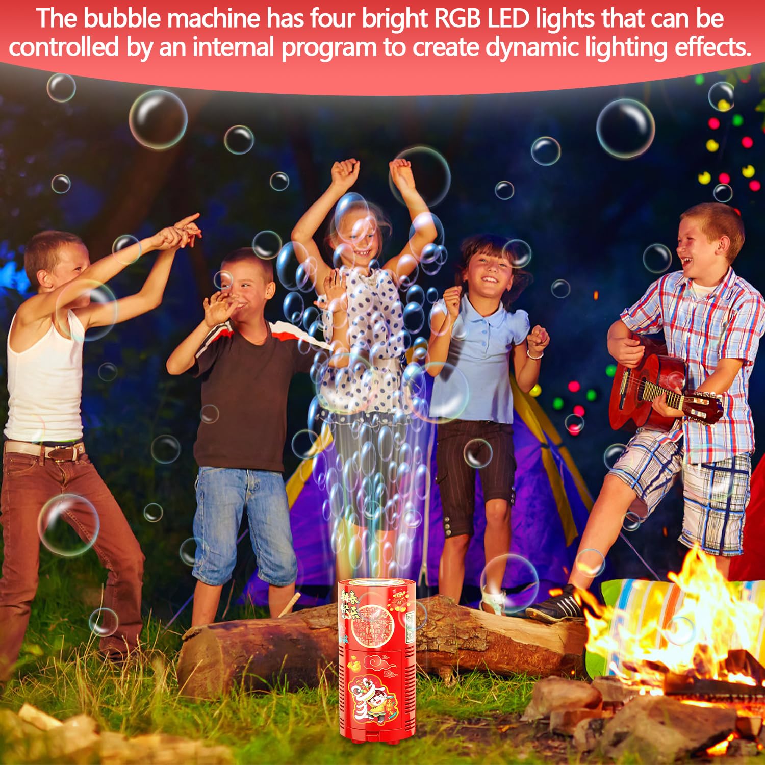 HBSFBH Macchina Bolle Fuochi D'artificio, 20 Fori Macchina per le bolle dei fuochi d'artificio di Natale, Fuochi d'artificio Bolle Maker, con luci e suono, per feste, feste di primavera - Giochi e