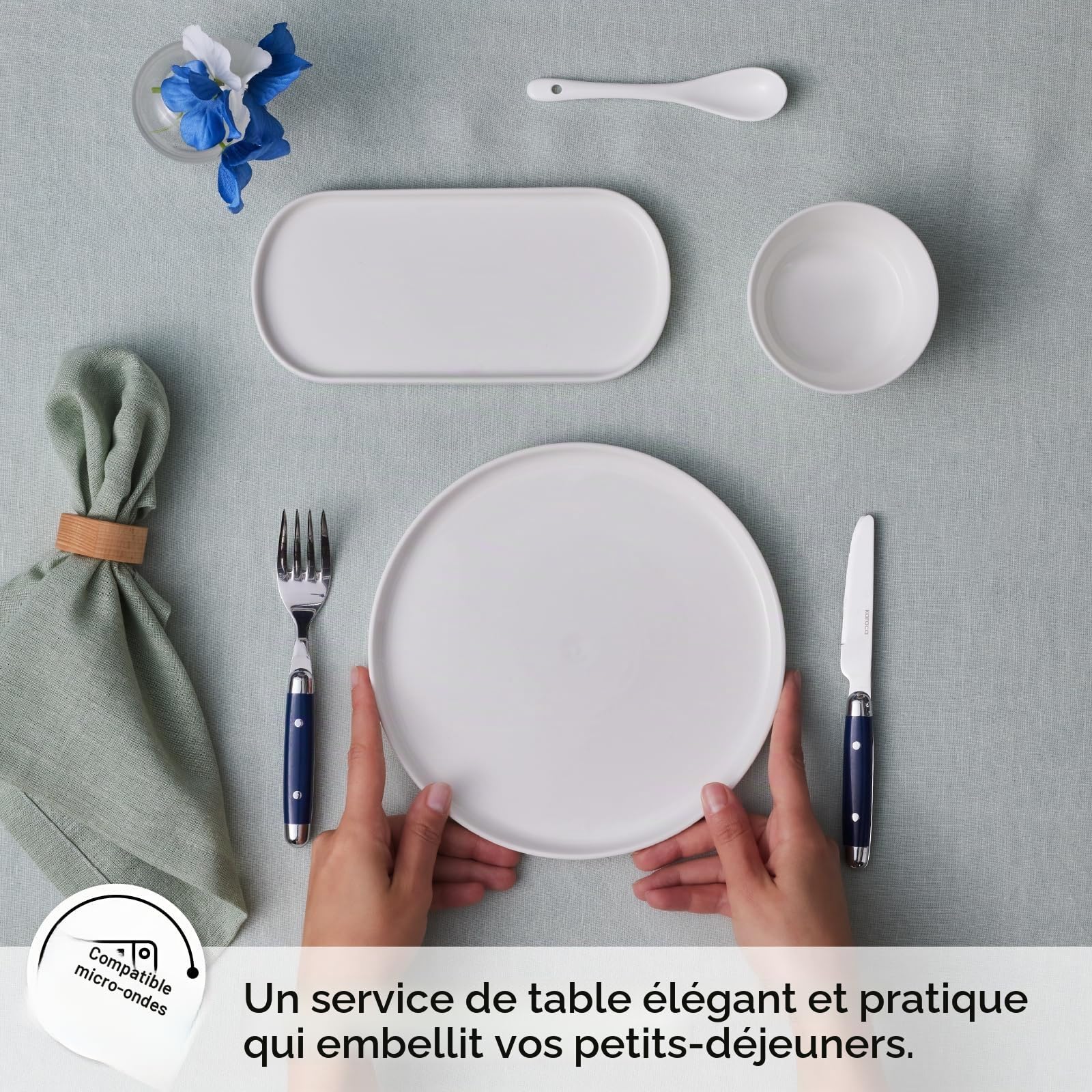 Karaca Forever Bone Bomo Service de petit-déjeuner combiné 22 pièces