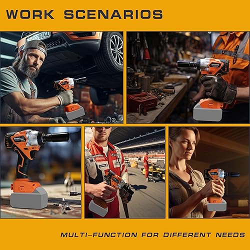 Miniatura 6 de IRONFIST Llave de impacto para baterías DEWALT de 20 V, llave de impacto eléctrica inalámbrica con cabezal de trabajo 2 en 1, motor eléctrico sin