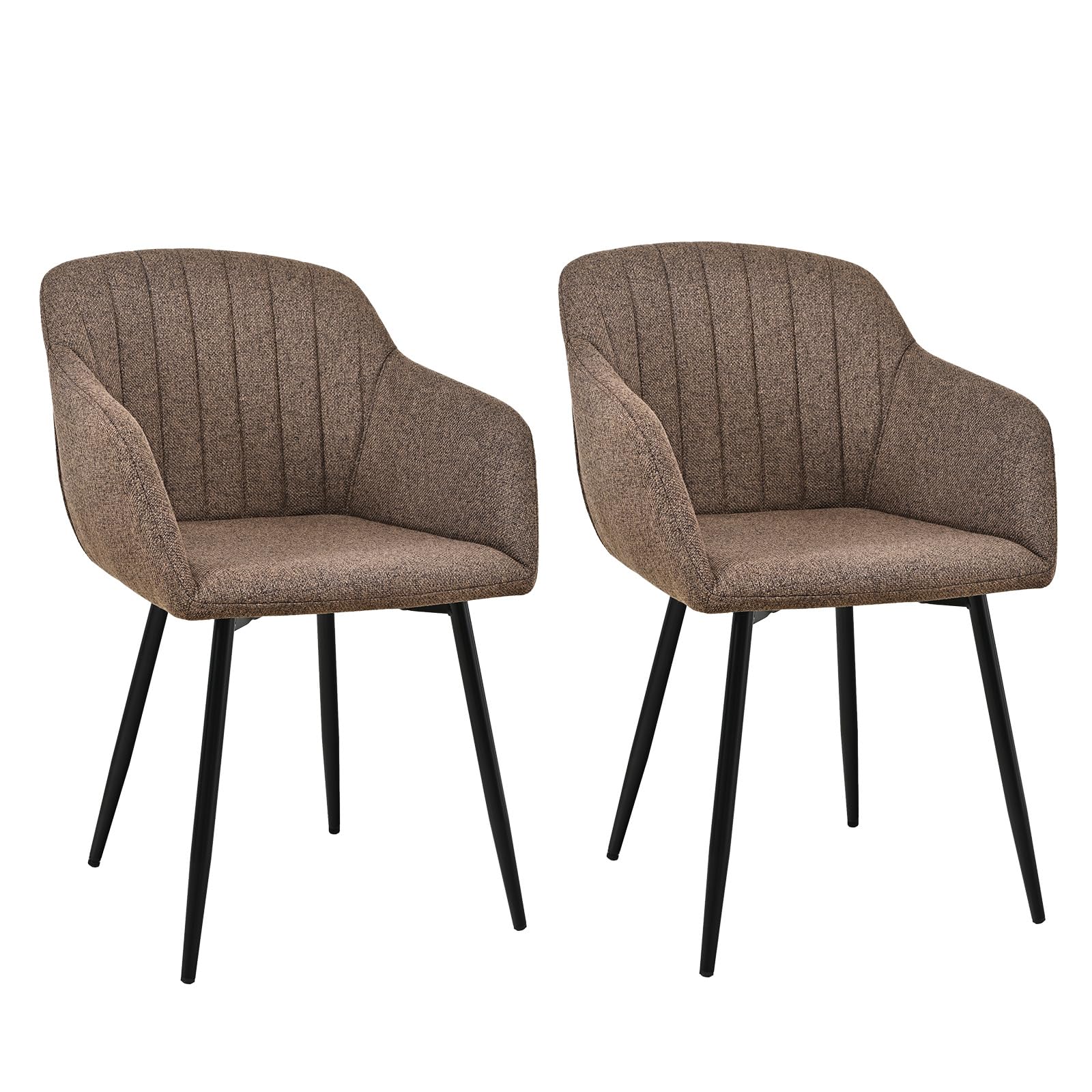 Goeurvant Dining Chairs Set of 2 Polyester Armchair for Living Room with Metal Legs Kitchen Chairs, Mocha Brown โ image 1