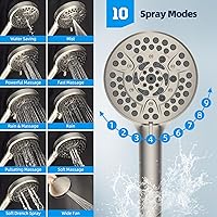 Vista 5 de Hibbent Cabezal de Ducha de Todo Metal Certificado CUPC, Cabezal de Ducha de Lluvia de Alta Presión de 8'', Combo de Cabezal de Ducha de Mano, Brazo