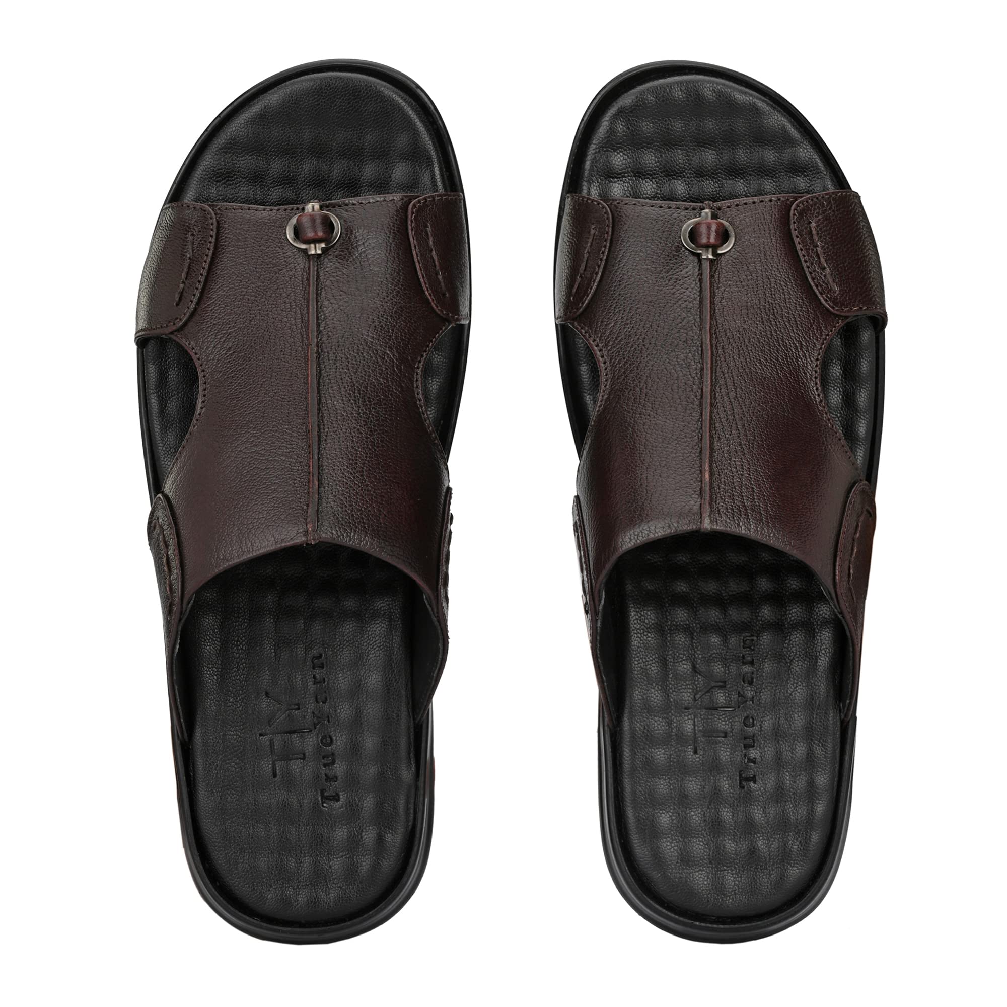TrueYarn Mens Genuine Leather Slippers | Thong Sandals For Men | Comfortable | Cushioned Insole | Durable | Handmade | All Occasion Slippers| UK - 6 (BROWN) (B0B1B8248B) Amazon Price History, Amazon Price Tracker