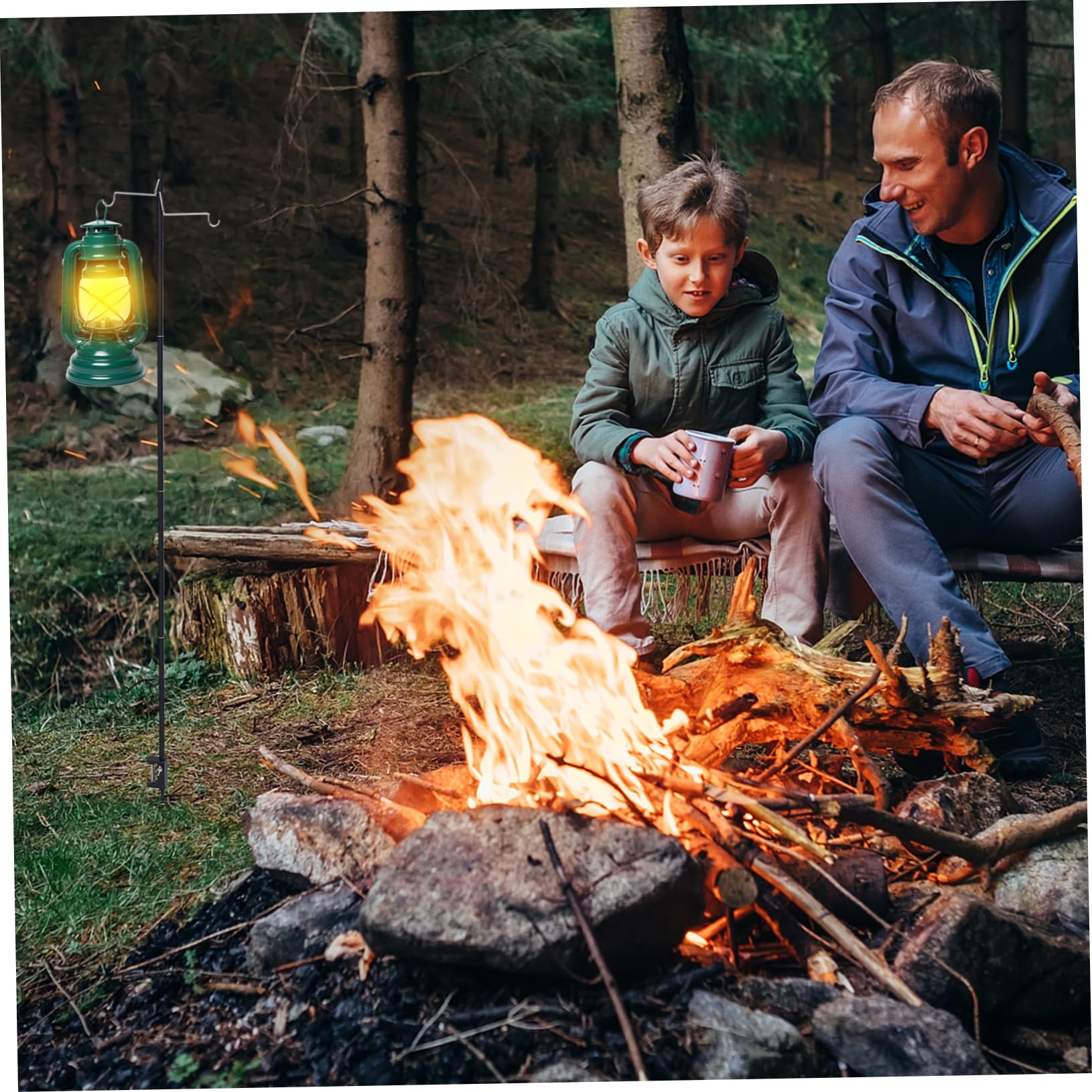 Veemoon 1set Outdoor Portable Lamp Pole Lightweight Detachable Lantern Stand for Camping Hiking Fishing Design for Picnic Table Use