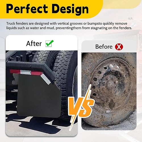 Miniatura 4 de iiLentes 2 aletas de polímero de 24 x 24 pulgadas en ángulo negro resistente, protección universal contra salpicaduras para semirremolques,