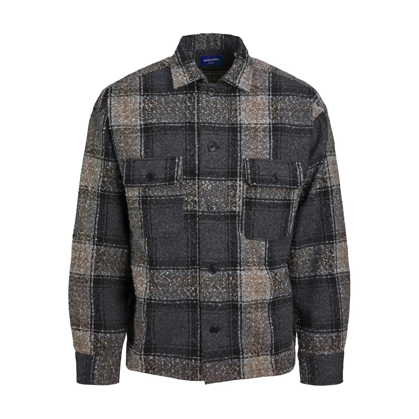JACK & JONES Mens Boucle Shirt Overshirt Iron Gate L