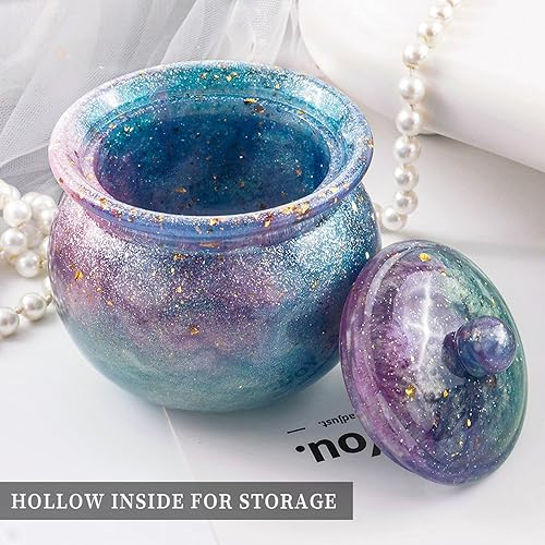 Miniatura 4 de 2 moldes de silicona para frascos, moldes redondos de resina con tapas, moldes de silicona para resina epoxi, caja de joyería de almacenamiento,