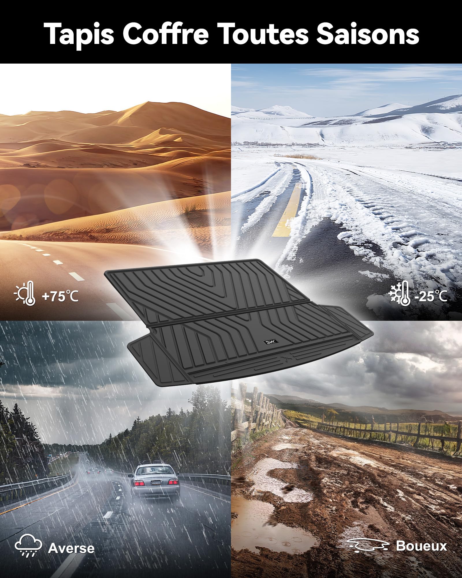 3W Tapis de Coffre pour BMW X1 U11 2023-2026 | Sur Mesure (Non PHEV), Inodore en Thorex™, Protection Coffre pour Chien, Imperméable et Anti-Chocs, Facile à Nettoyer