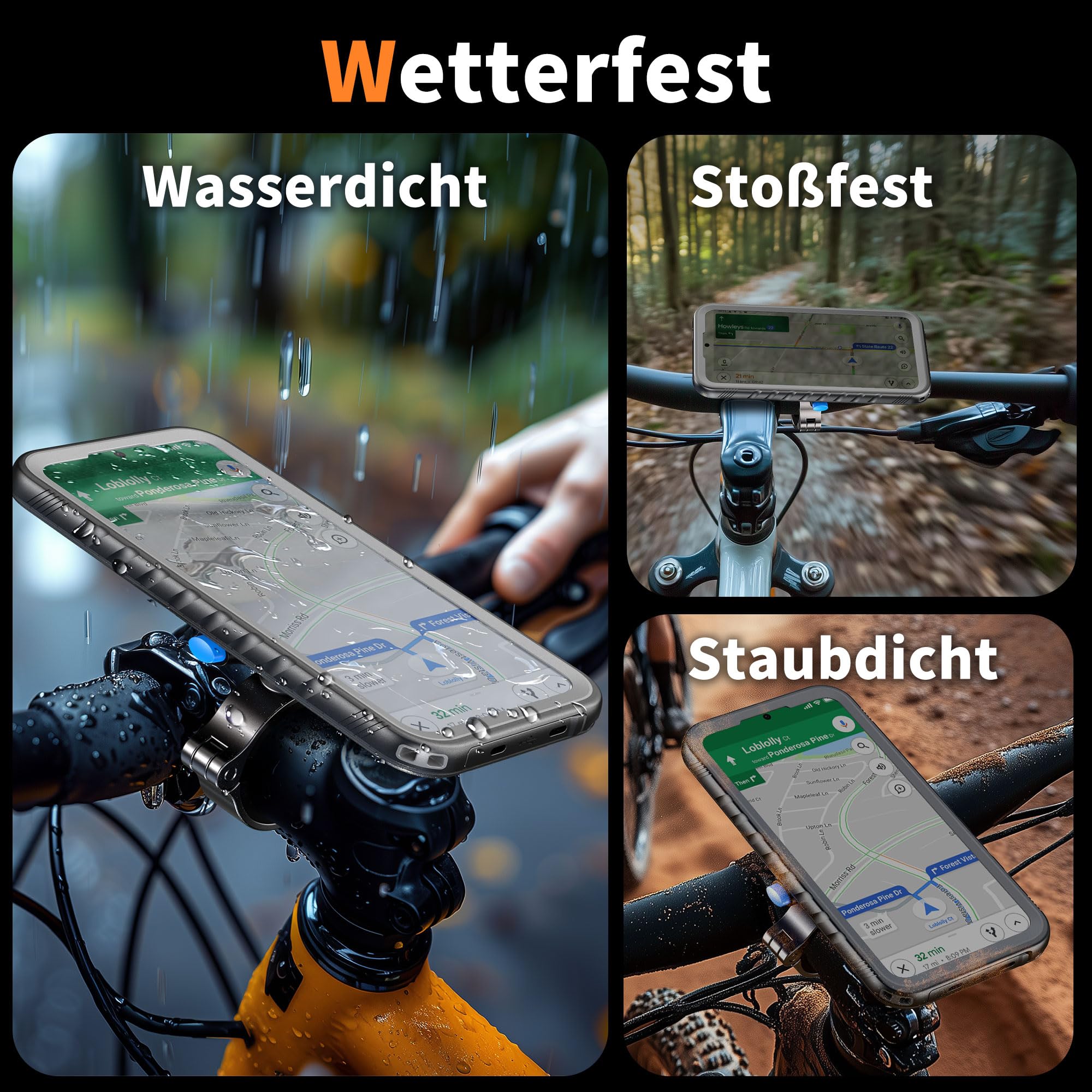 Cozycase 1S-Kn. Wasserdicht Handyhalterung Fahrrad Für Samsung Galaxy S26 | Anti-Diebstahl Hülle Handy Halter Motorrad Lenker Rennrad Mtb Ebike Bike Phone Holder Mount Fahrradhalterung IP68 Waterproof