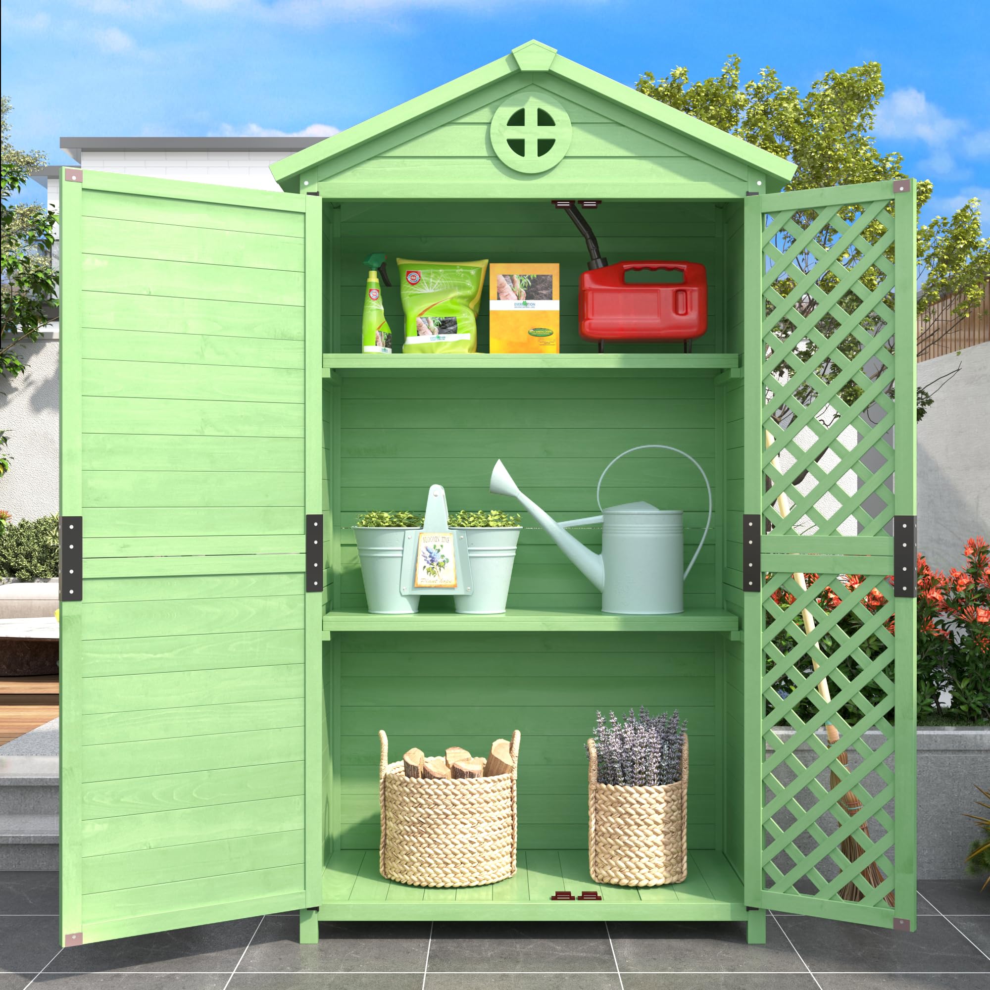 Mobili da giardino in legno, per esterni, per giardino, terrazza, non sbiadisce, resistente alle intemperie, senza manutenzione, ecologico, sicuro e protetto (verde)